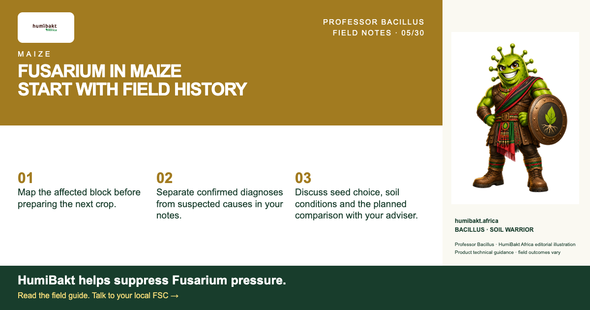 FUSARIUM IN MAIZE: START WITH FIELD HISTORY. BACILLUS · SOIL WARRIOR with a practical field checklist.
